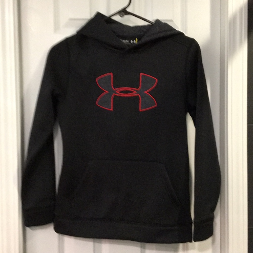 Under Armour Boy’s Hoodie Black Red Medium EUC